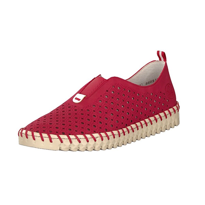 Slip On Rieker N1963-33 Para Mulher - Vermelhas